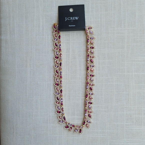 New! J.Crew Red Ruby Ted Crystal leaves statement necklace NWT - Picture 3 of 8
